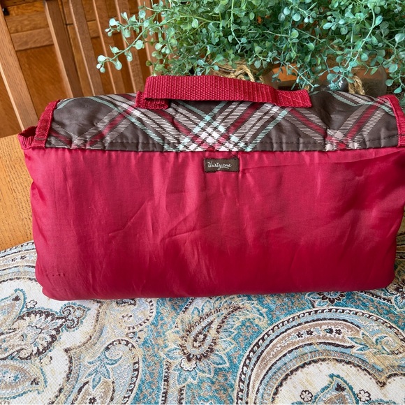 Thirty One Tail Gate Blanket Throw burgundy plaid 59” x 37.5” - Picture 3 of 6